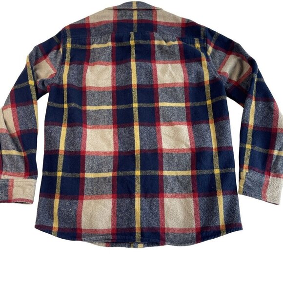 Abercrombie & Fitch Flannel Button Down Plaid Cotton Shacket Pockets SZ S Red Bl - Picture 3 of 10